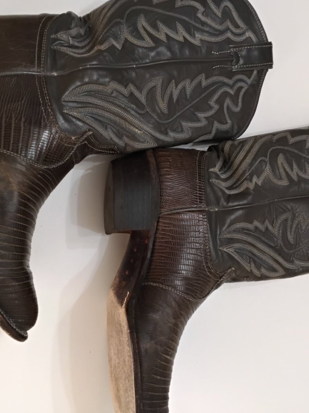 Vintage Justin Boots Men's 8D Brown Lizard Cowboy Boots R925 USA - Picture 6 of 12